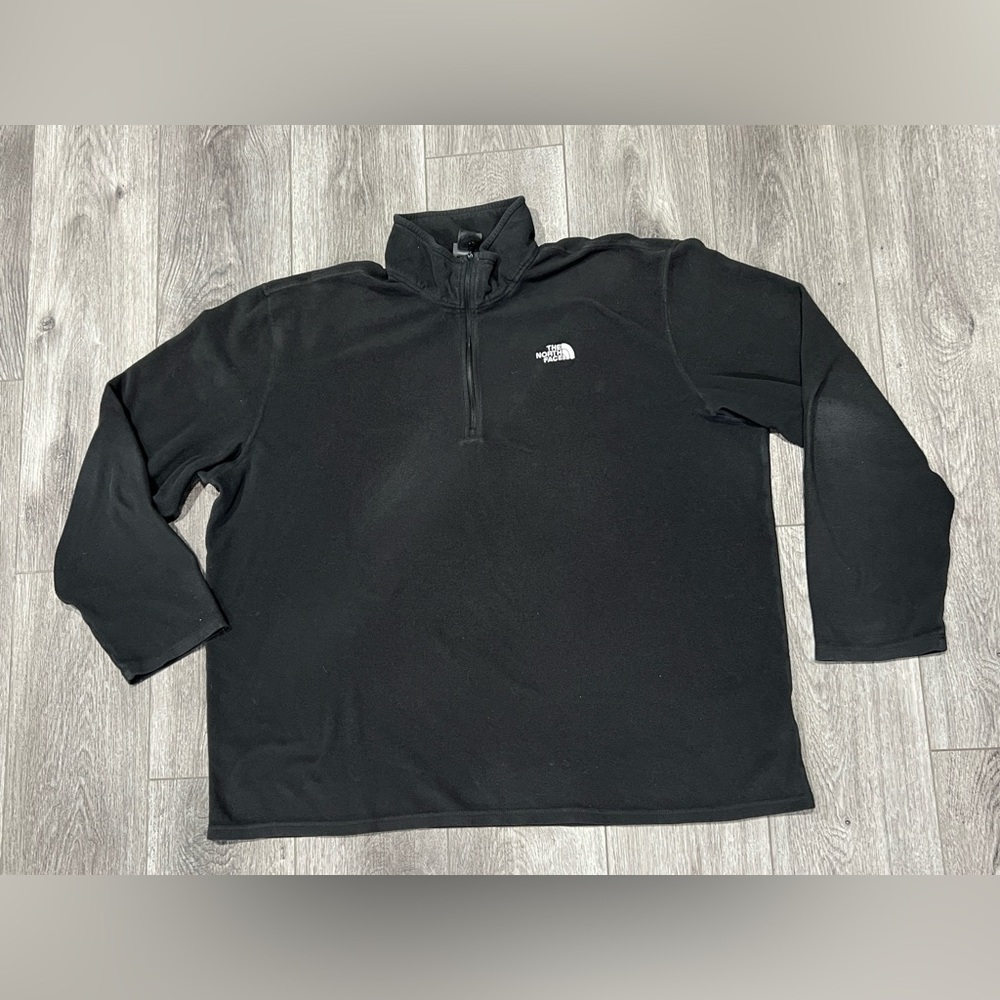 North Face Pullover Mens XXL Black Fleece 1/4 Zip Sweater Outdoor Hiking Camping